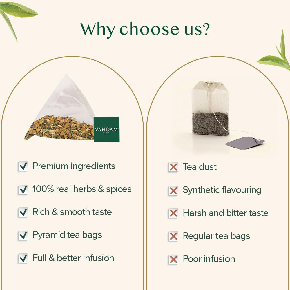 VAHDAM Vedic Kadha Herbal Tea Bags (100 Ct) – Caffeine Free, Real Ingredients