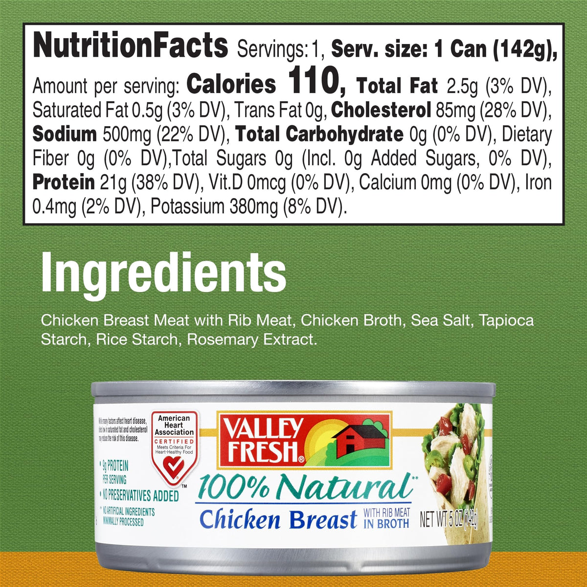 VALLEY FRESH Chicken Breast 12-Pack – 100% Natural, Fully Cooked, Gluten Free