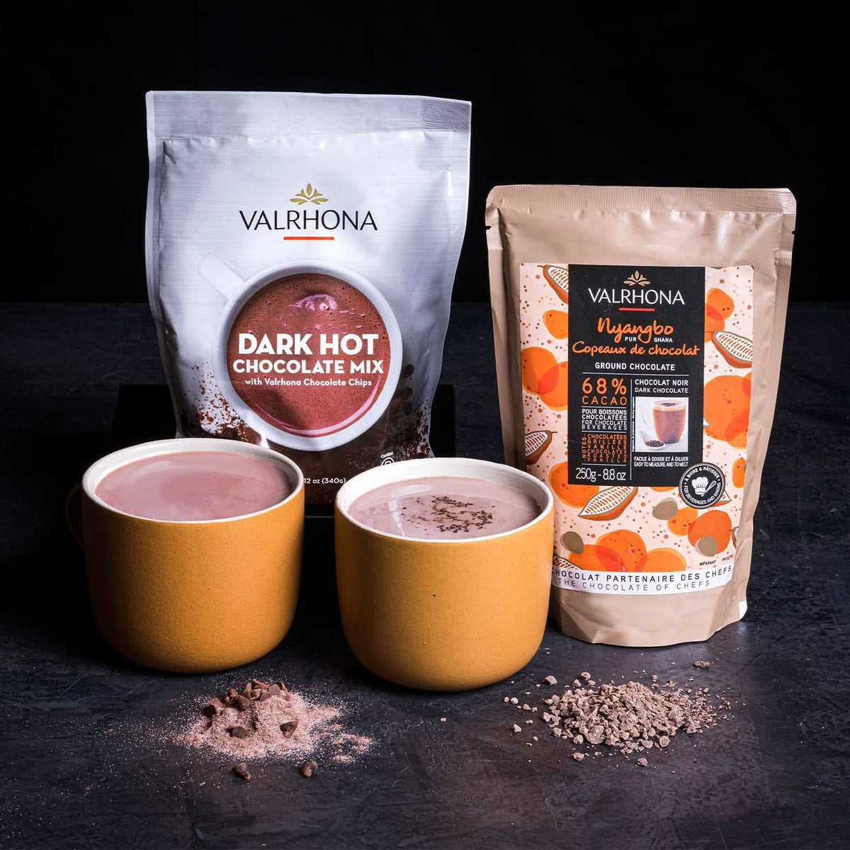 Valrhona Dark Hot Chocolate Mix – 12oz, Rich 31% Cocoa with Real Pieces