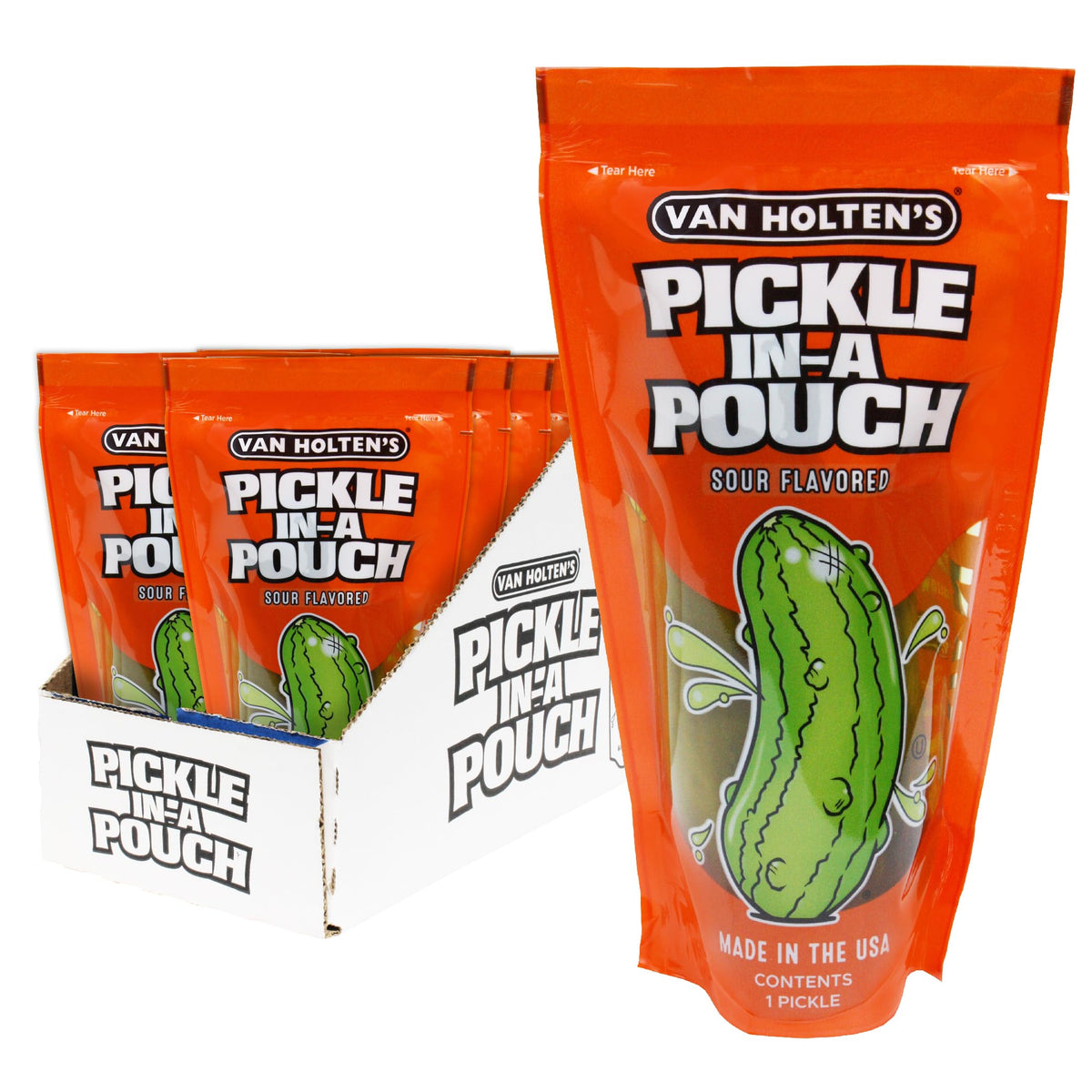 Van Holten's Jumbo Sour Pickle-In-A-Pouch - 12 Pack | On-The-Go Snack