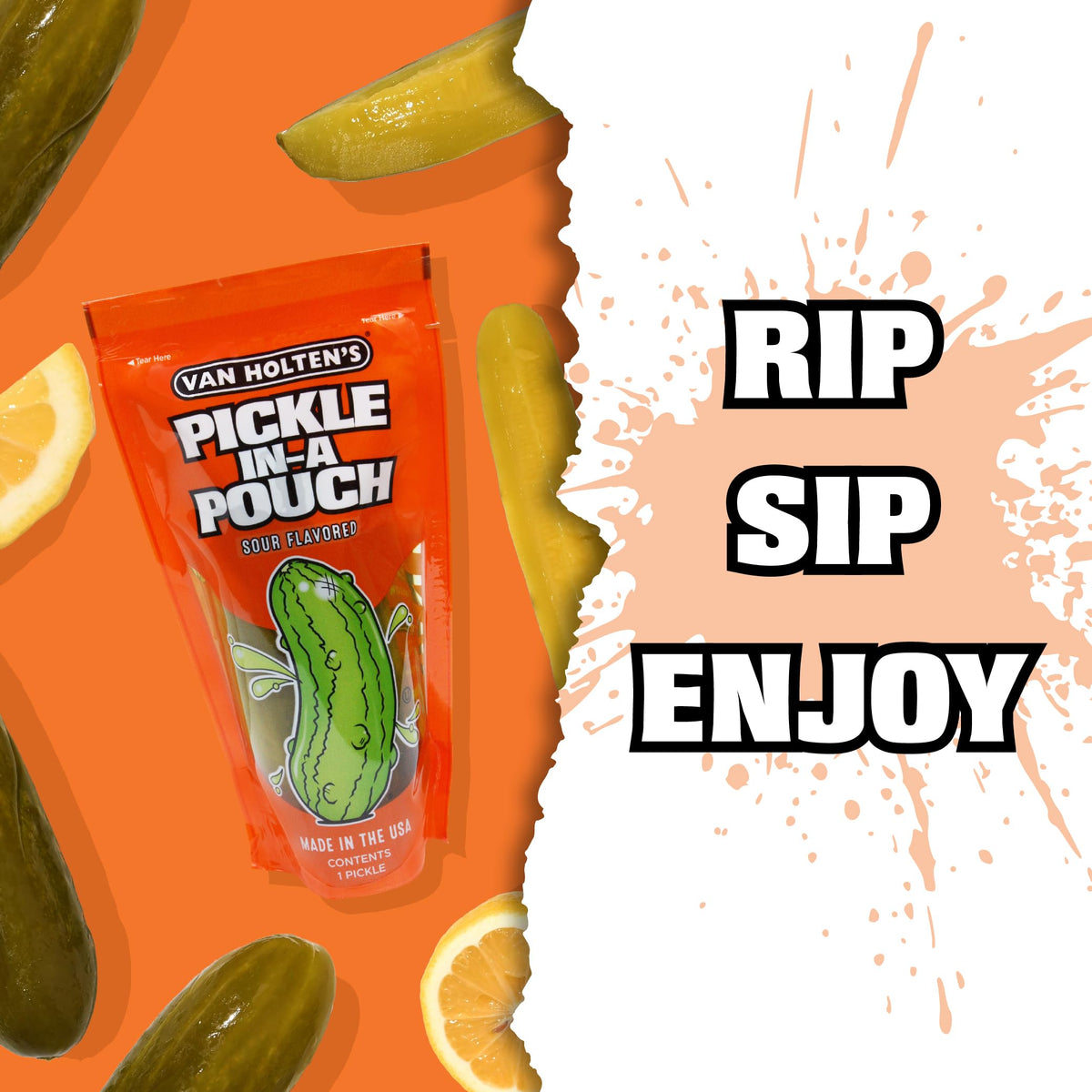 Van Holten's Jumbo Sour Pickle-In-A-Pouch - 12 Pack | On-The-Go Snack