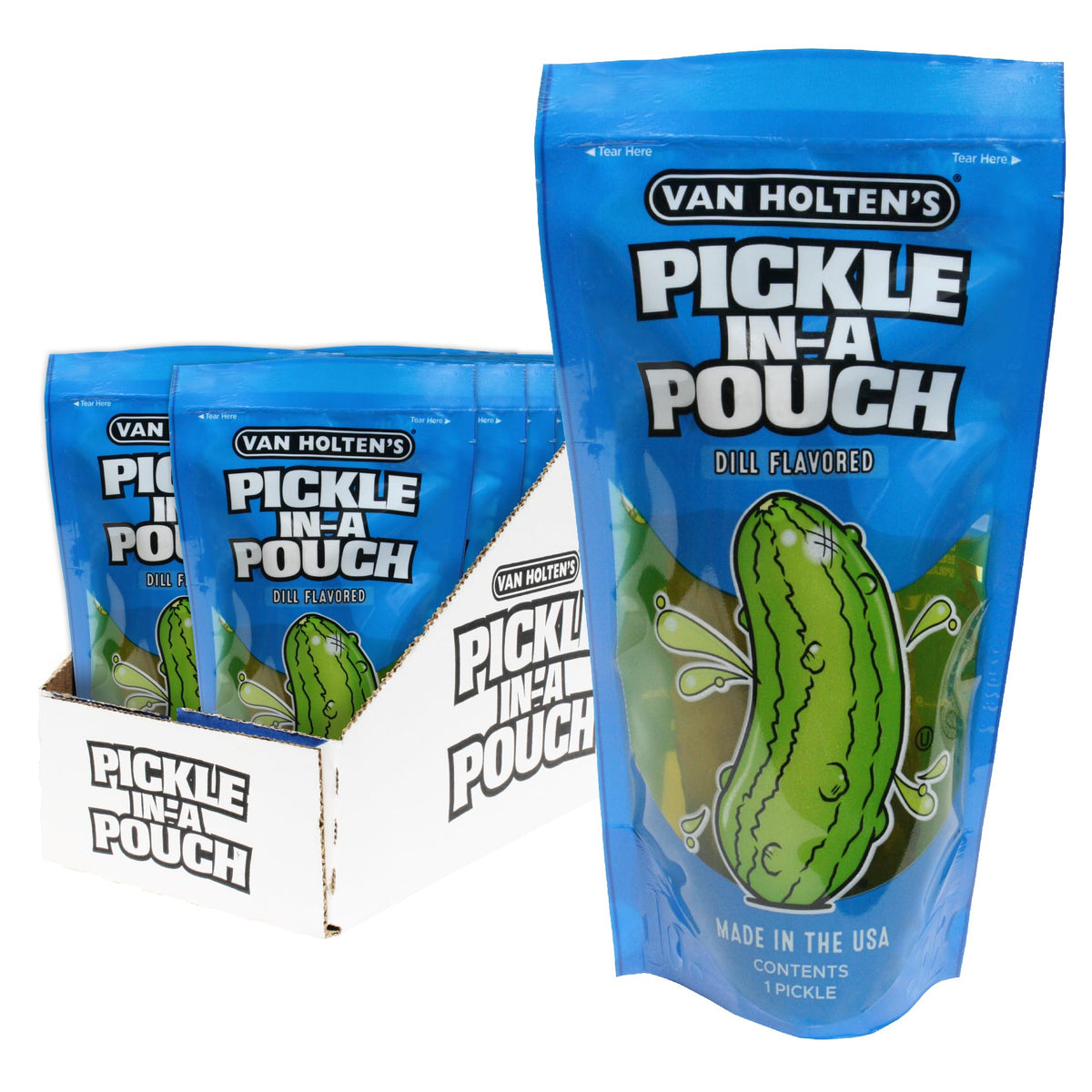 Van Holten's Pickles Jumbo Dill Pouch - 12 Pack | On-The-Go Snack
