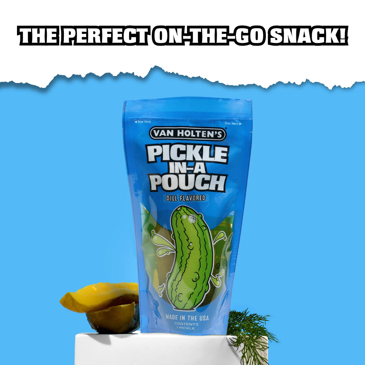 Van Holten's Pickles Jumbo Dill Pouch - 12 Pack | On-The-Go Snack