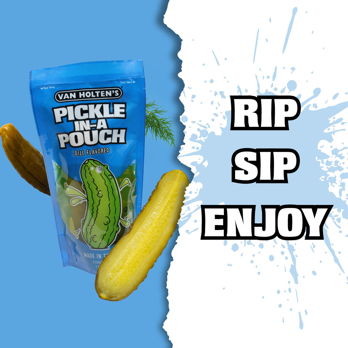 Van Holten's Pickles Jumbo Dill Pouch - 12 Pack | On-The-Go Snack