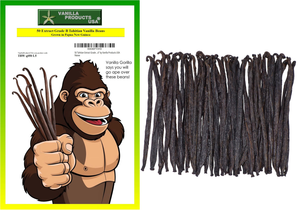 50 Tahitian Extract Grade B Vanilla Beans, 5-6 Inch — Vanilla Products USA