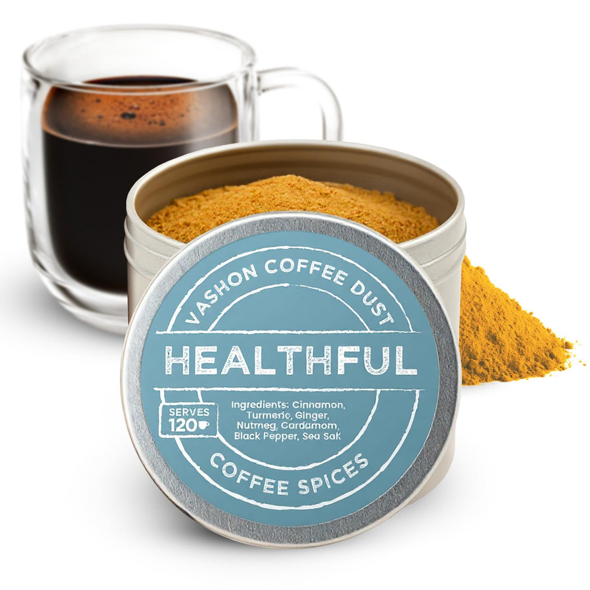 Vashon Coffee Dust Flavoring Powder – Healthful All-Natural Syrup Alternative & Creamer Substitute (120 Servings)