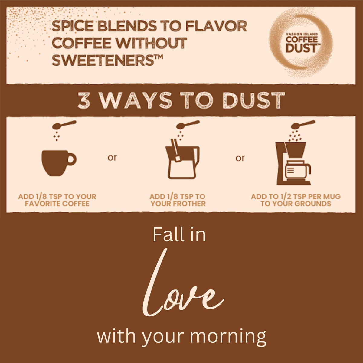 Vashon Coffee Dust Flavoring Powder – Healthful All-Natural Syrup Alternative & Creamer Substitute (120 Servings)