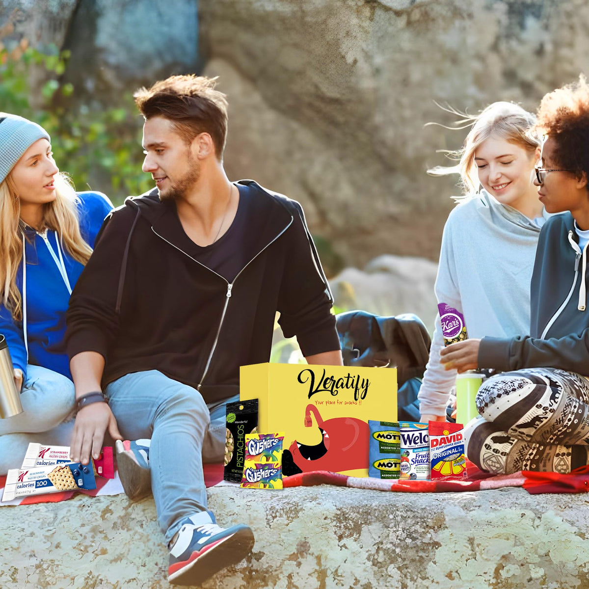 Veratify Snack Box Variety Pack (84 Count) – Bulk Gift Basket with Granola Bars, Nuts & More