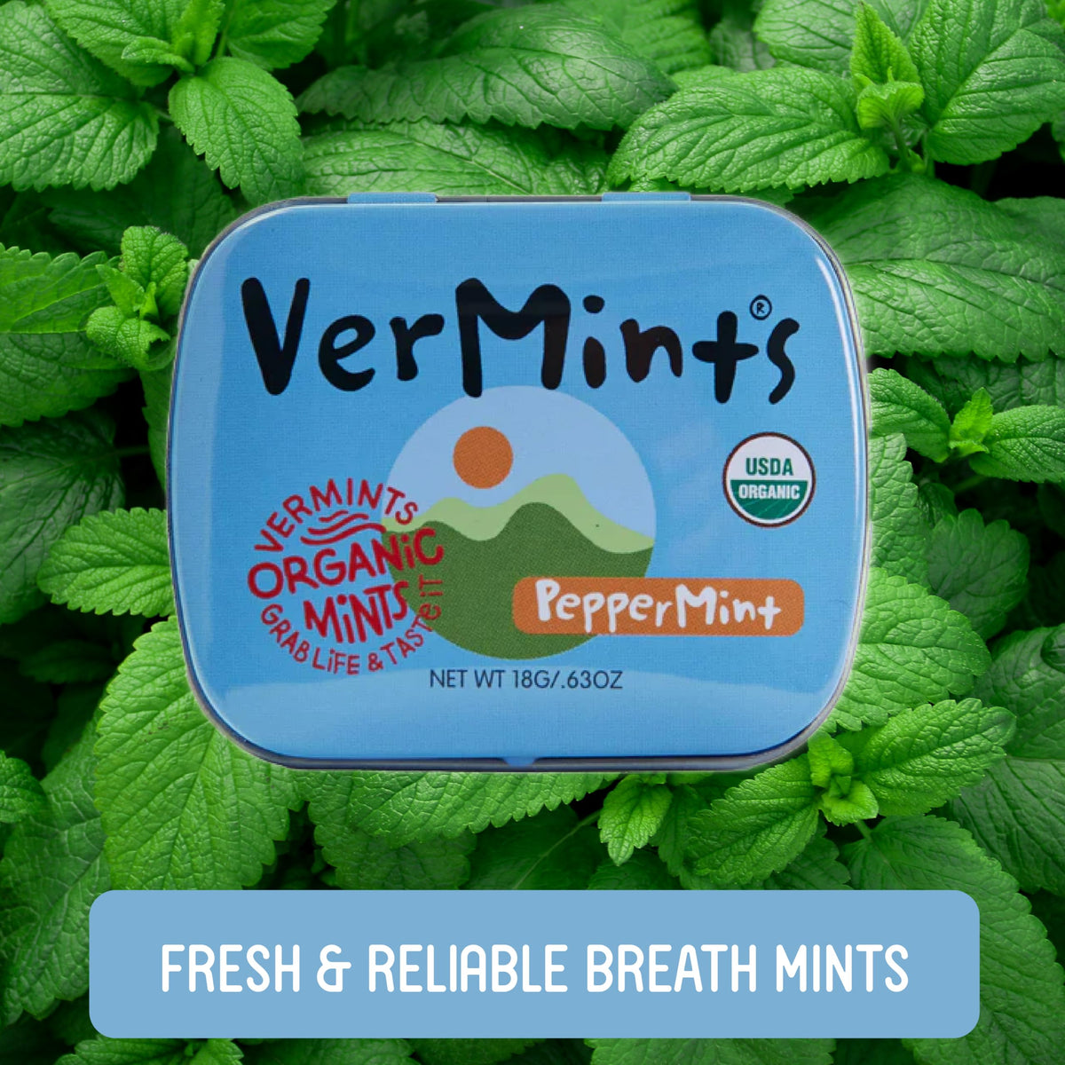 VerMints Organic Peppermint Breath Mints – Travel Tin Pack of 12, Non-GMO, Nut Free, Gluten Free, Vegan, Kosher