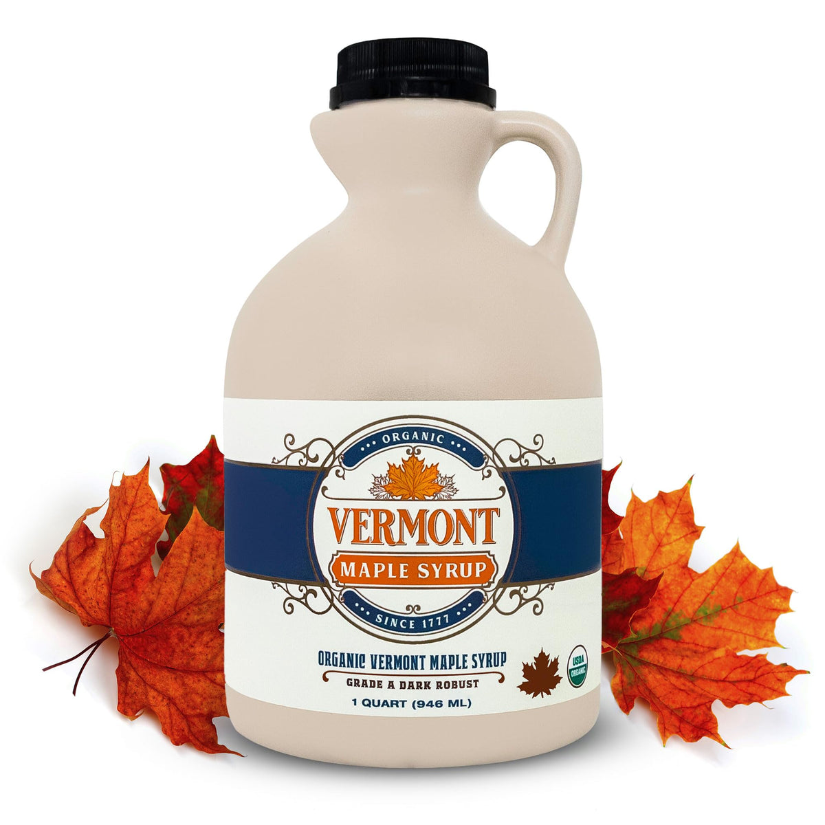 Vermont Maple Syrup 32 oz – Grade A Dark Organic Pure Syrup for Pancakes & More