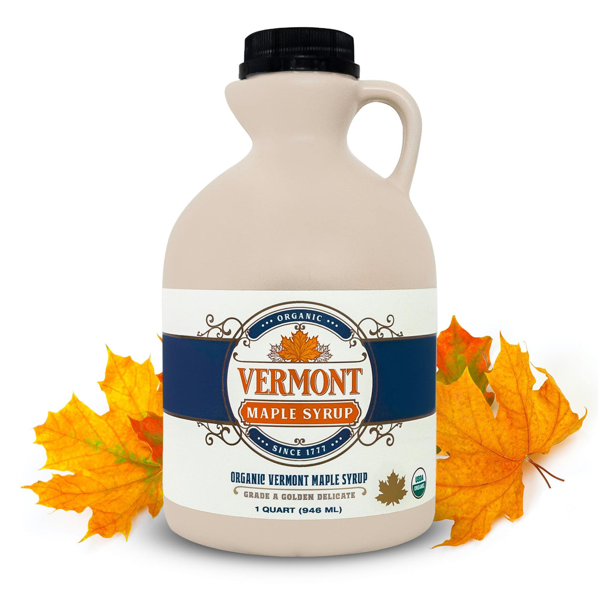 Vermont Maple Syrup - 32 oz Grade A Golden Delicate Organic, 100% Pure