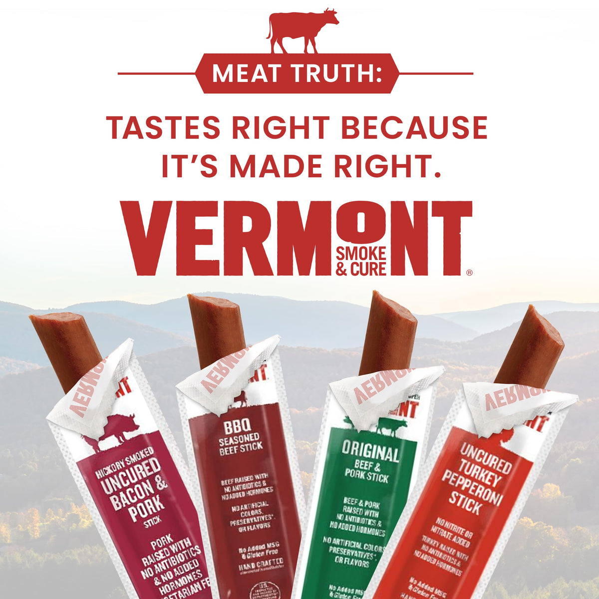Vermont Smoke & Cure Uncured Turkey Pepperoni Sticks – 8-Count Pouch | Antibiotic- and Hormone-Free