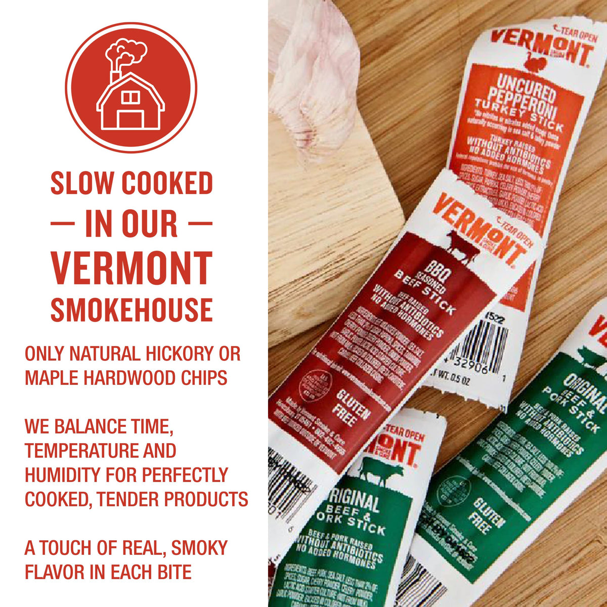 Vermont Smoke & Cure Uncured Turkey Pepperoni Sticks – 8-Count Pouch | Antibiotic- and Hormone-Free