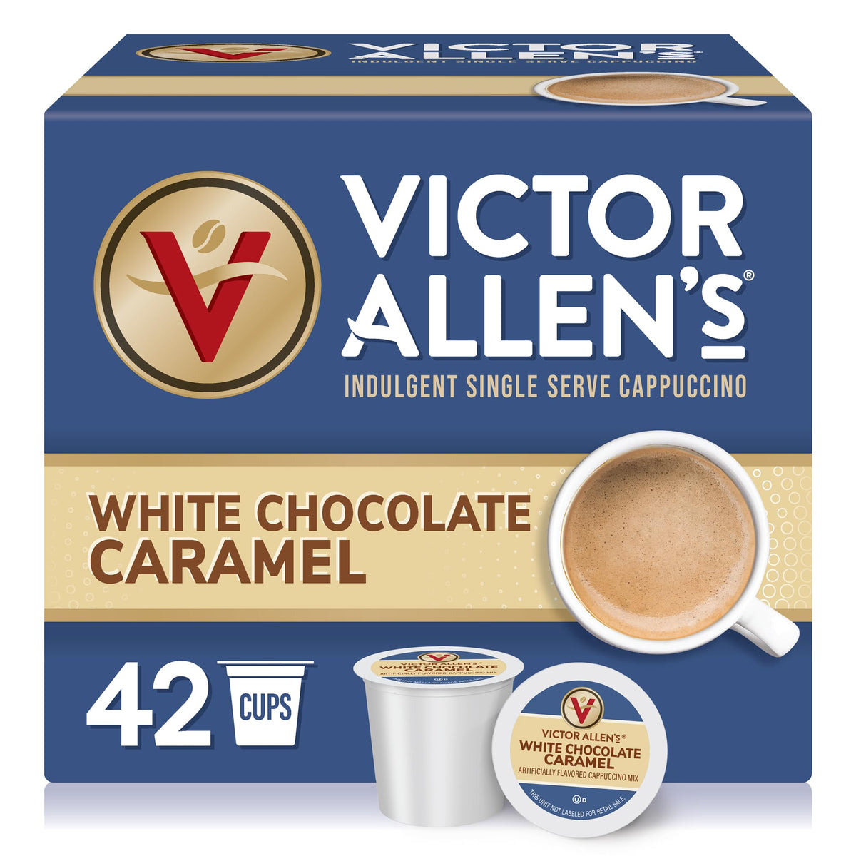 Victor Allen's White Chocolate Caramel Cappuccino Pods, 42 Count, Keurig K-Cup Compatible