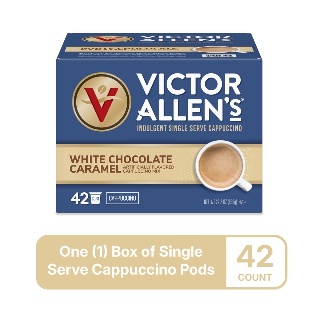 Victor Allen's White Chocolate Caramel Cappuccino Pods, 42 Count, Keurig K-Cup Compatible