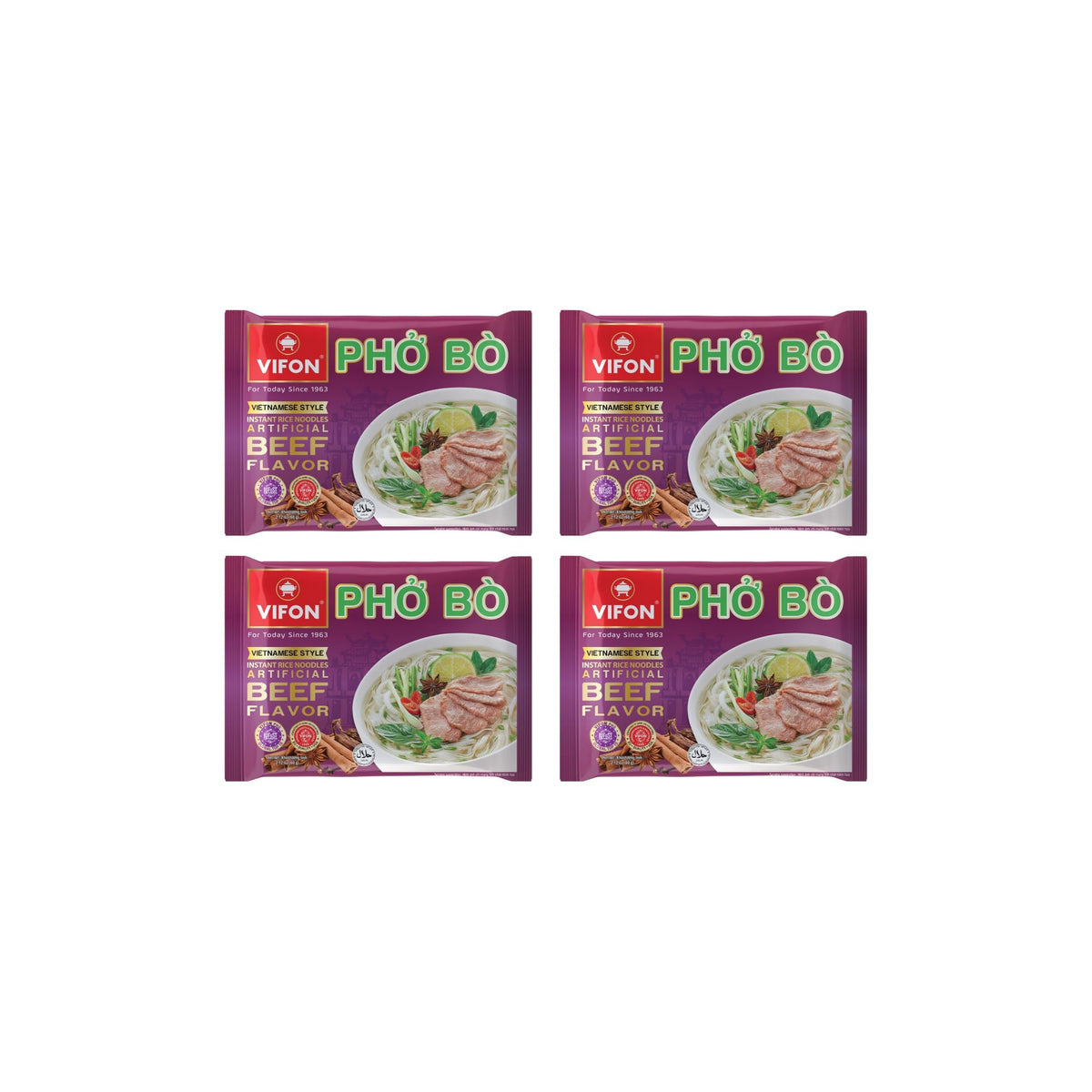 VIFON Pho Bo Vietnamese Style Instant Rice Noodles – 2.11 oz Pack of 24 | Halal Certified | Ready in 3 Minutes