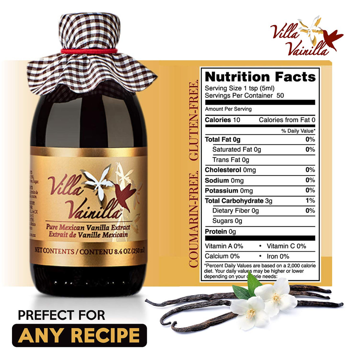 Villa Vainilla Pure Vanilla Extract – Premium Real Mexican Vanilla, 8.4 fl oz
