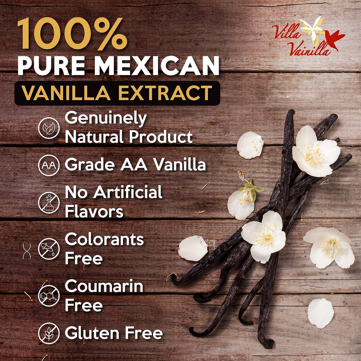 Villa Vainilla Pure Vanilla Extract – Premium Real Mexican Vanilla, 8.4 fl oz