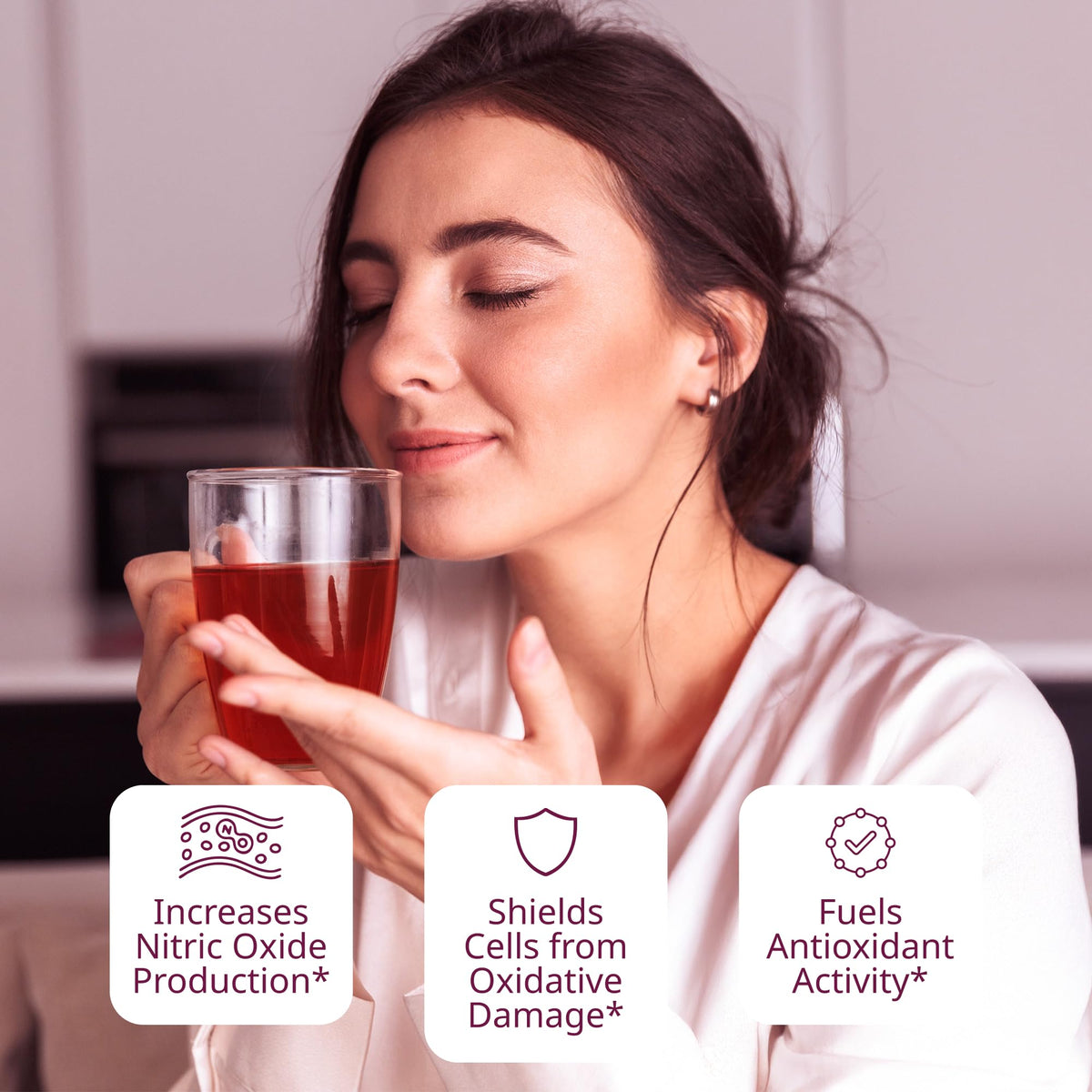 VINIA Cranberry Hibiscus Herbal Tea Bags – Organic Red Grape Cell Powder for Heart Health, Energy & Blood Flow | 30 Ct