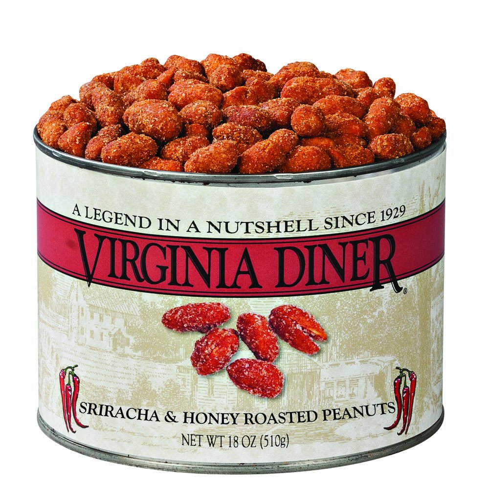 Virginia Diner Natural Honey Roasted & Sriracha XL Peanuts – Gourmet Non-GMO Snack, 18oz