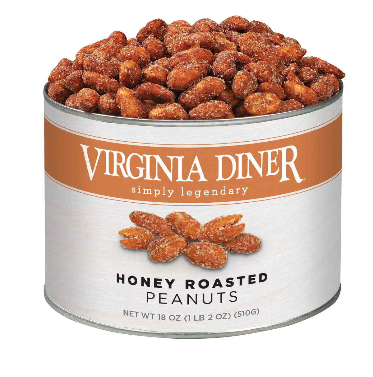 Virginia Diner Honey Roasted Peanuts – Sweet & Salty, Non-GMO, 18 oz Tin