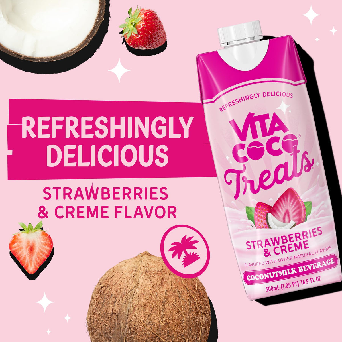 Vita Coco Treats Strawberries & Creme Coconut Milk Drink – Pink, 12-Pack