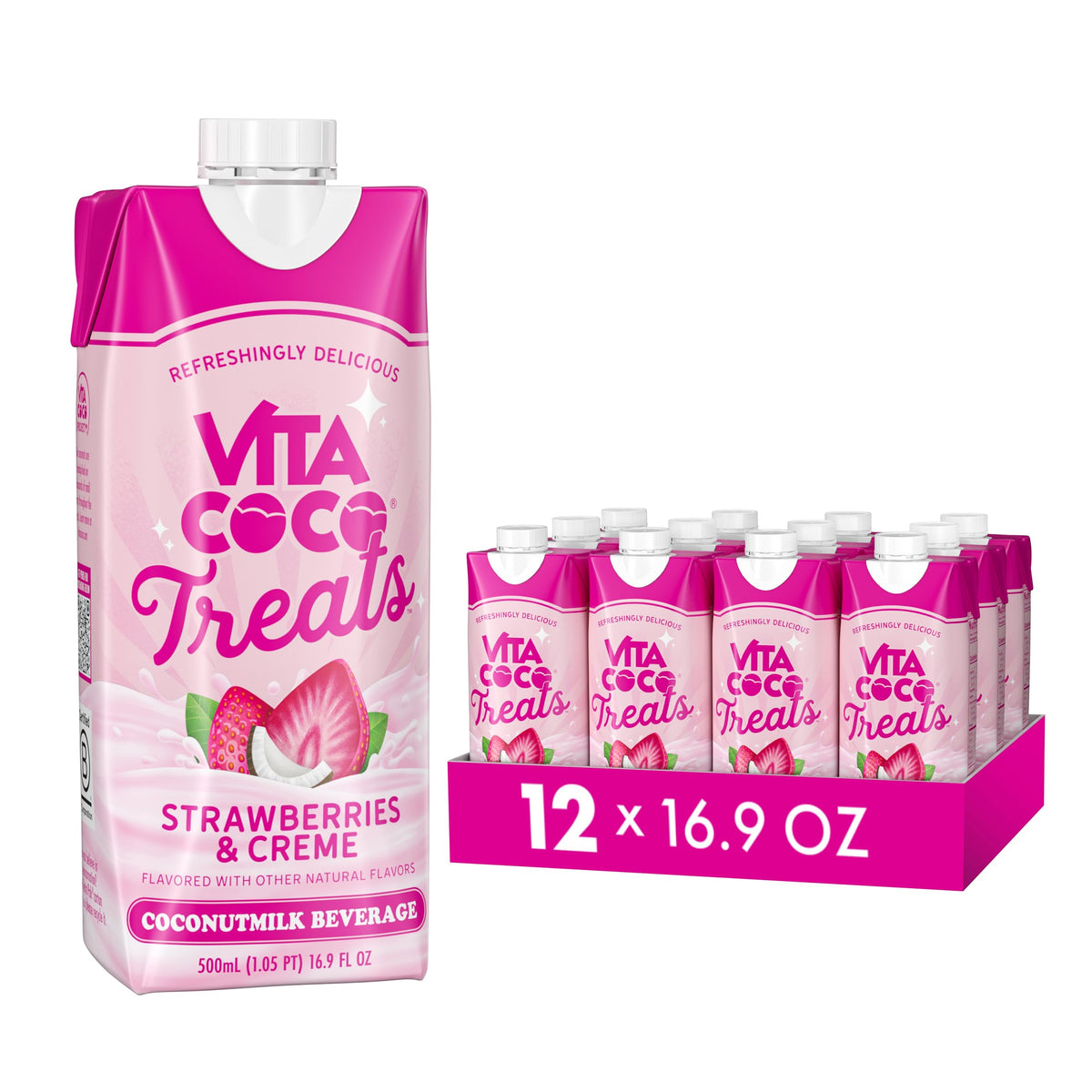 Vita Coco Treats Strawberries & Creme Coconut Milk Drink – Pink, 12-Pack