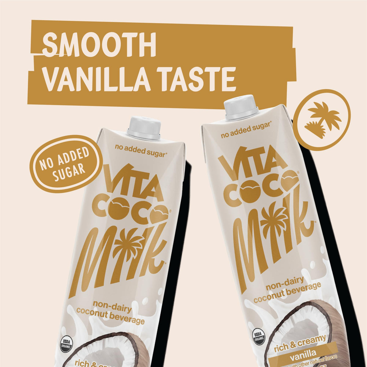 Vita Coco Vanilla Organic Coconut Milk – Plant-Based, Dairy-Free, Unsweetened (6 x 33.8 oz)