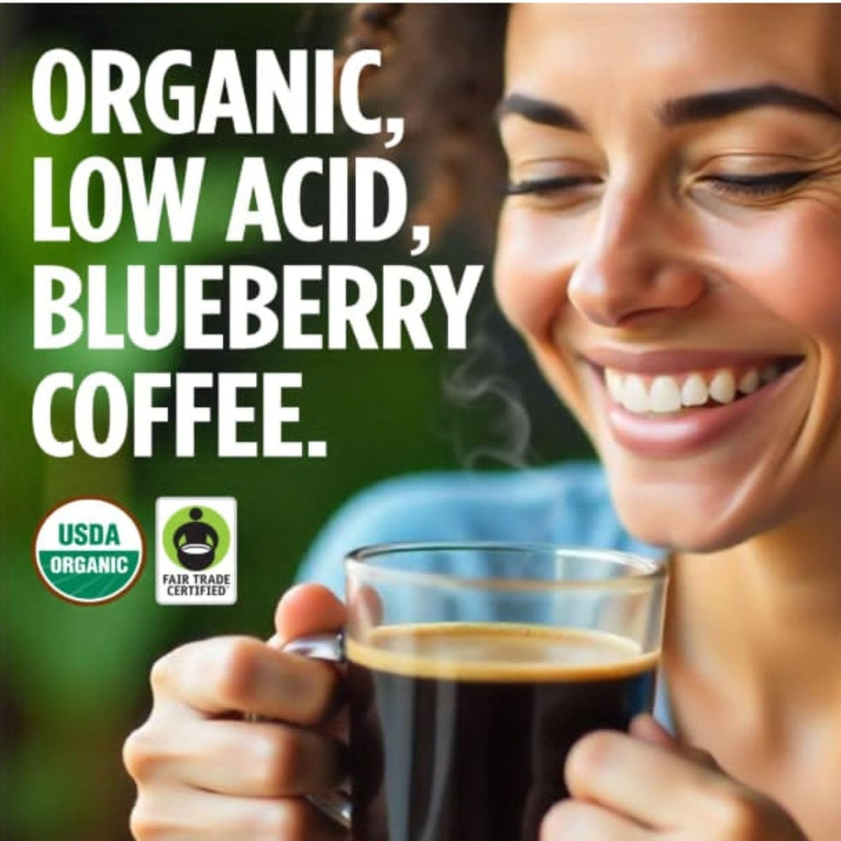 VitaCup Perfect Blueberry Low Acid Coffee Pods — Organic, Fair Trade, Guatemala Dark Roast (16 ct)