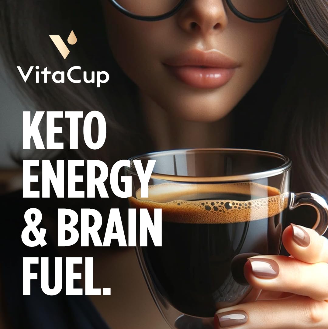 VitaCup Genius Instant Coffee Packets – Keto Coffee with MCT Oil, Turmeric & B Vitamins (24 Sticks)