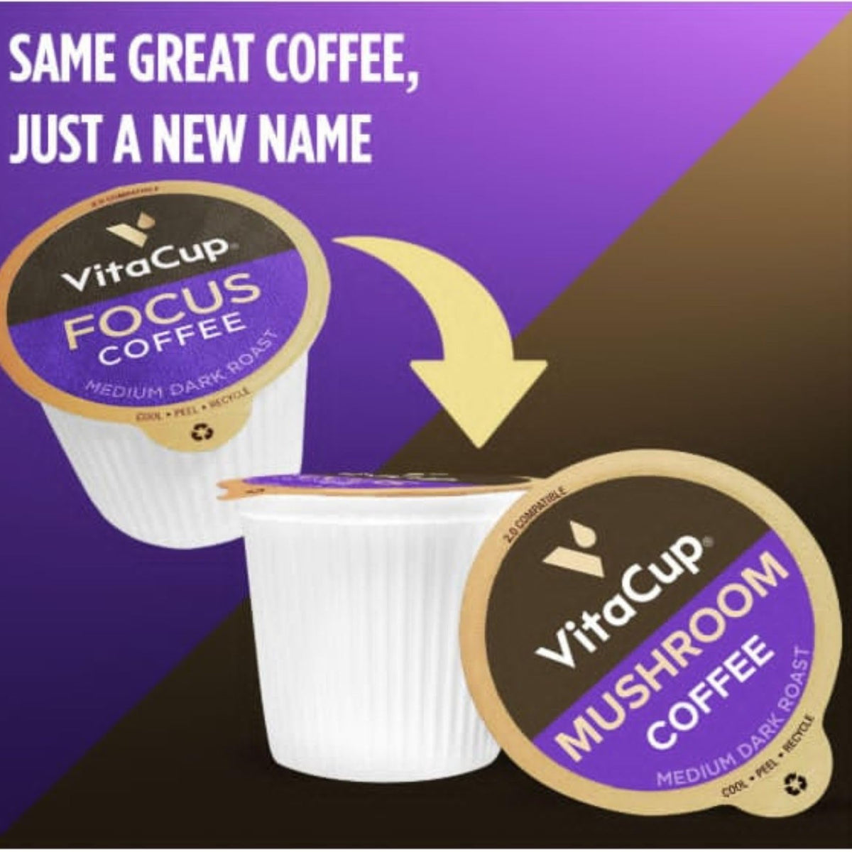 VitaCup Mushroom Coffee Pods with Lions Mane & Chaga, B Vitamins + D3 | Medium Roast, 16 Ct, Keurig K-Cup Compatible
