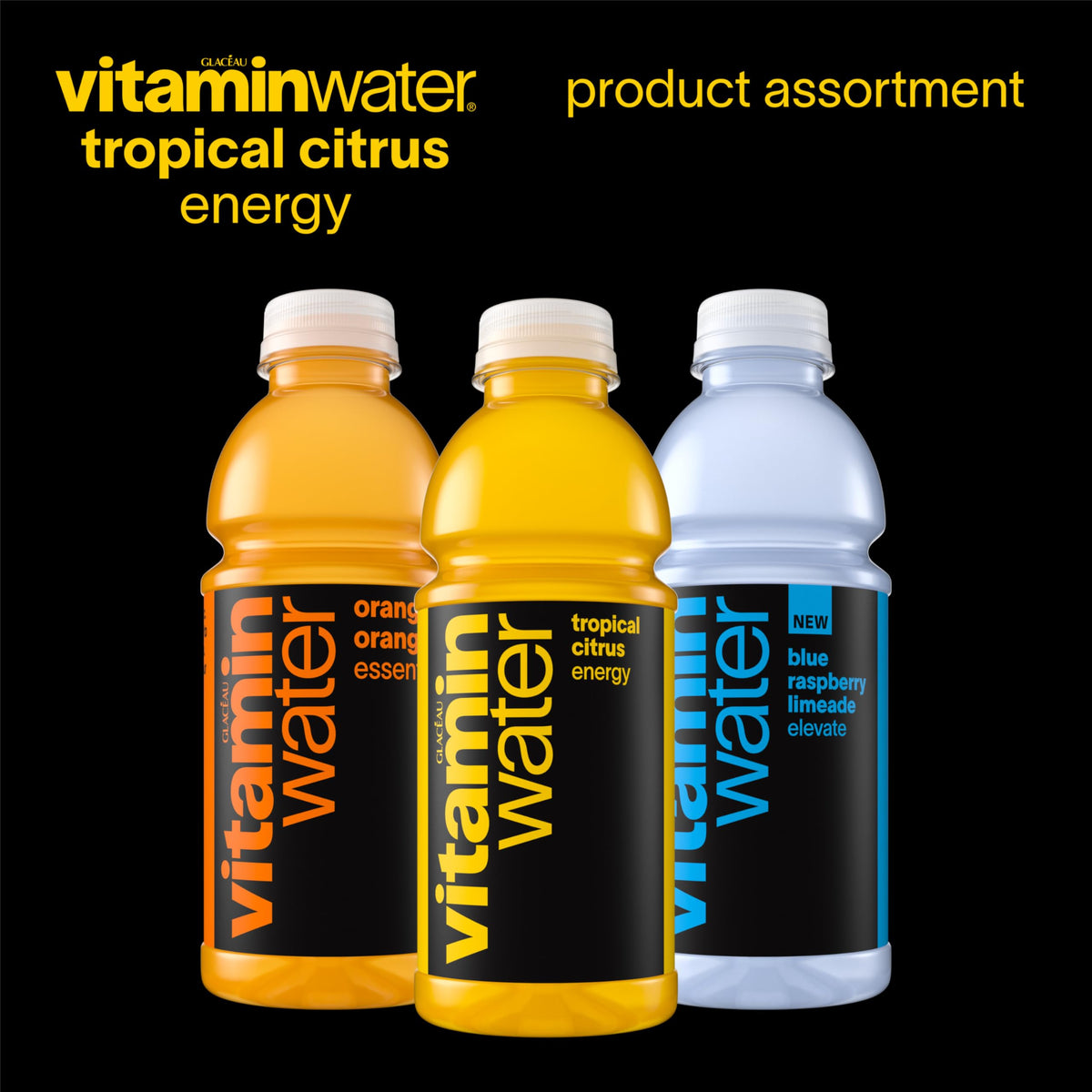Vitaminwater Energy Tropical Citrus 20 oz – 12 Pack with Caffeine & B Vitamins
