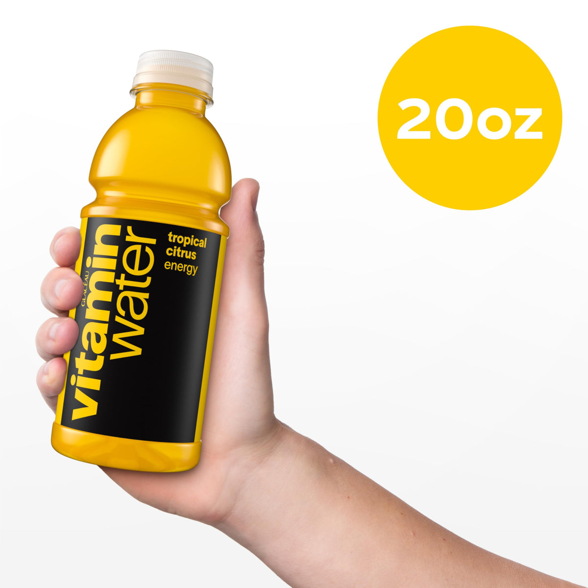 Vitaminwater Energy Tropical Citrus 20 oz – 12 Pack with Caffeine & B Vitamins