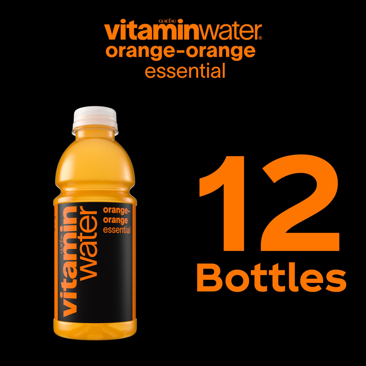 vitaminwater Essential Orange-Orange Flavored Water – 20 oz Bottles, 12 Pack