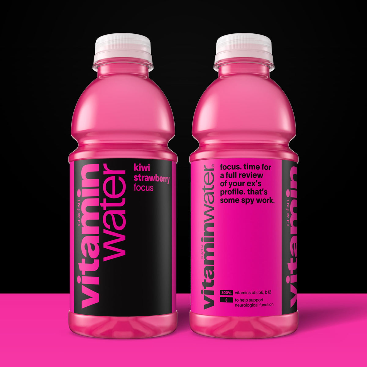 Vitaminwater Focus Kiwi Strawberry – Nutrient-Enhanced Flavored Water, 20 oz Bottle, 12 Pack