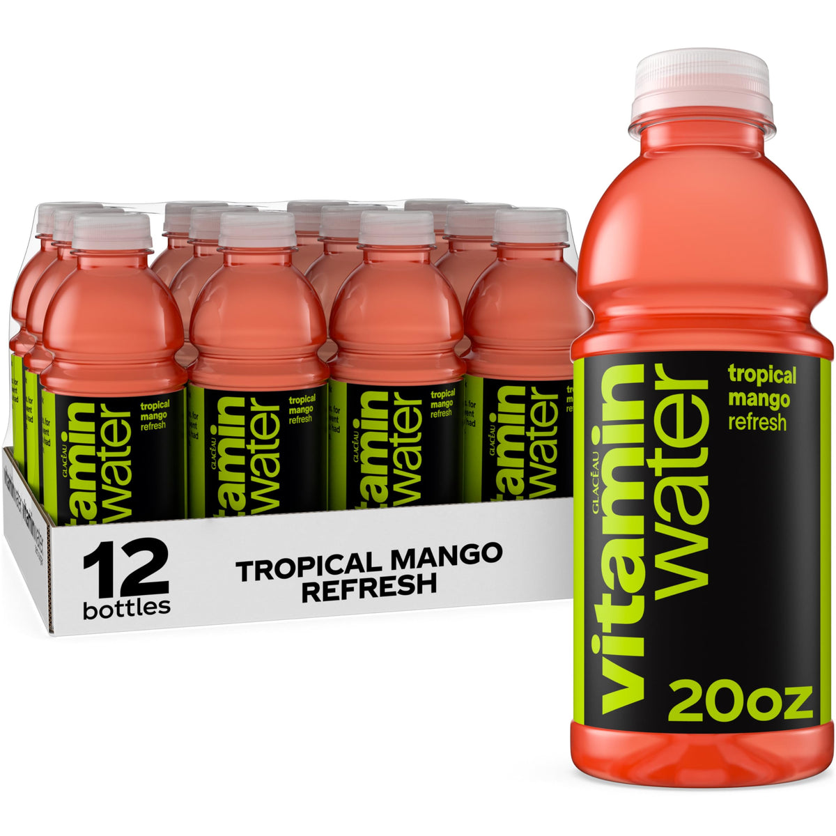 vitaminwater Refresh Tropical Mango — Nutrient-Enhanced Flavored Water Beverage, 20 oz Bottles, 12 Pack