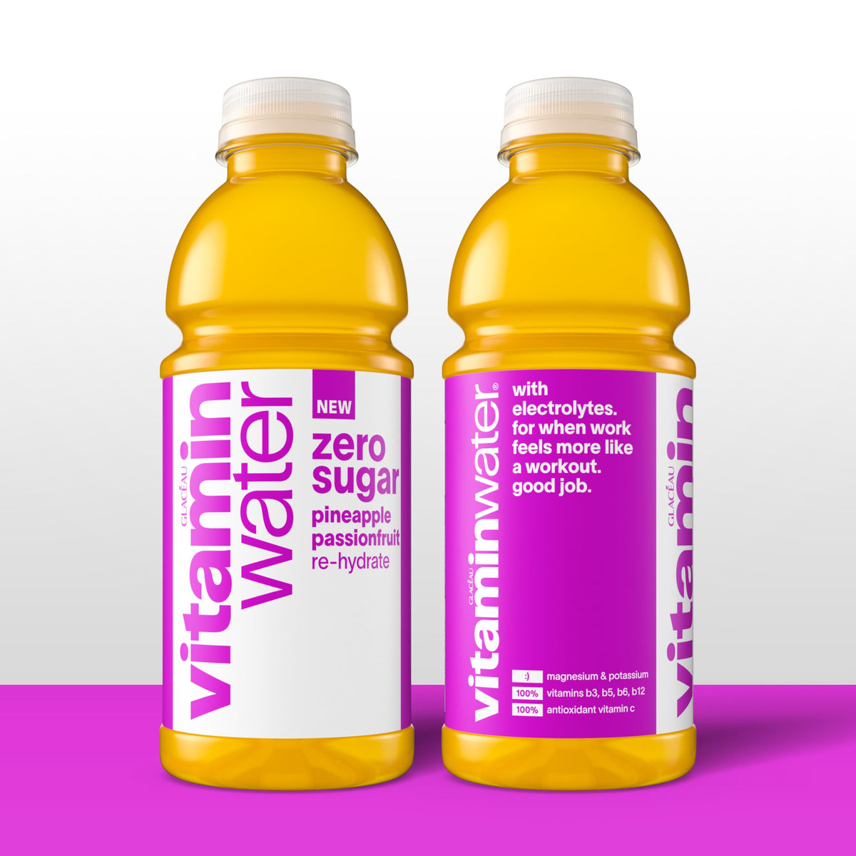 Vitaminwater Zero Sugar Pineapple Passionfruit Re-hydrate – 20 oz Bottle, 12 Pack