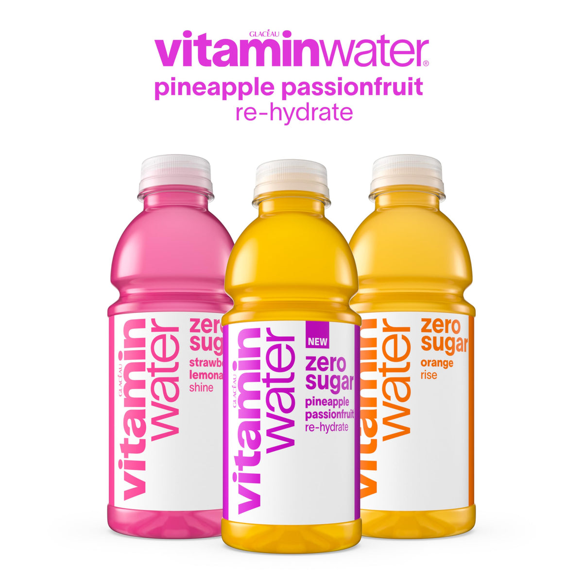 Vitaminwater Zero Sugar Pineapple Passionfruit Re-hydrate – 20 oz Bottle, 12 Pack