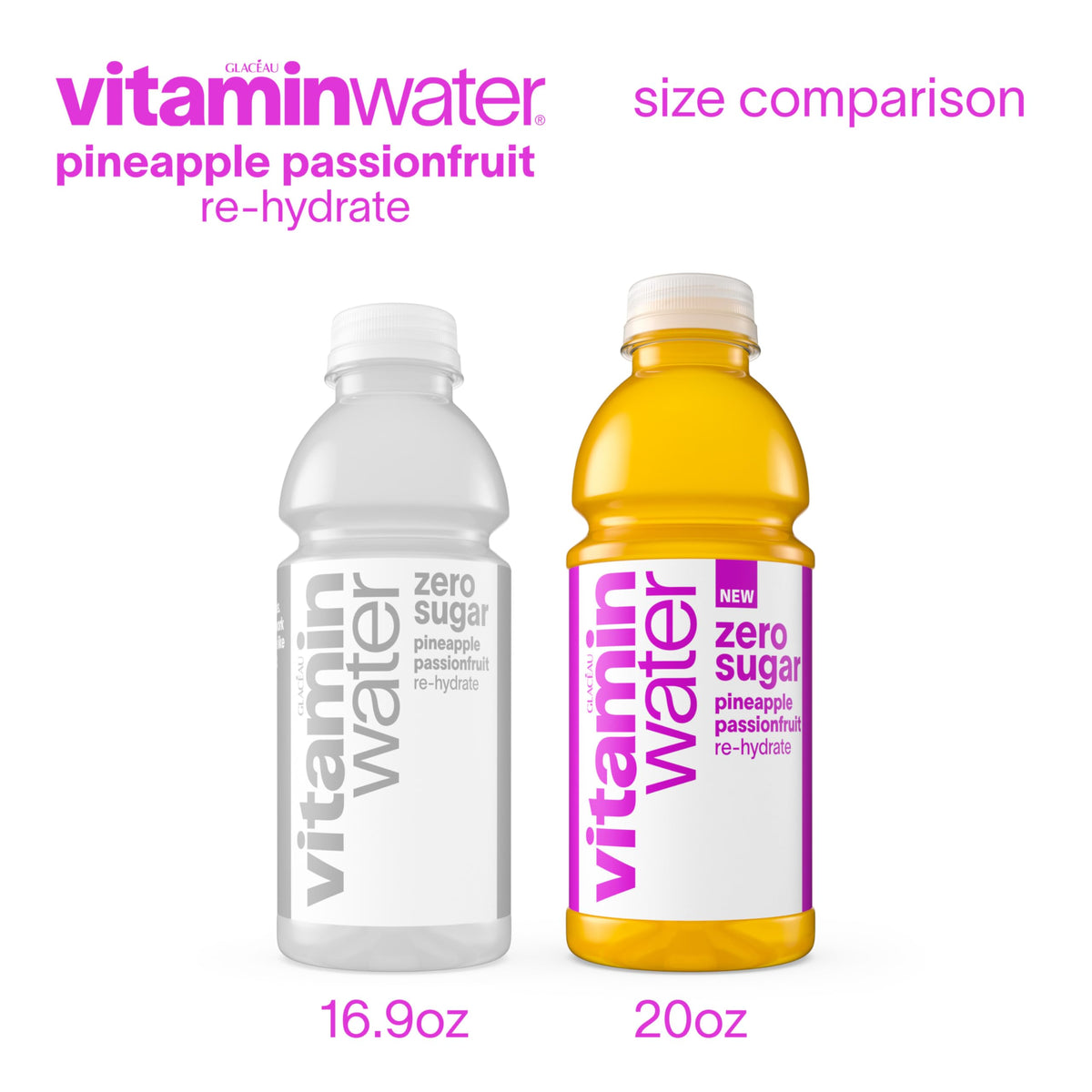 Vitaminwater Zero Sugar Pineapple Passionfruit Re-hydrate – 20 oz Bottle, 12 Pack