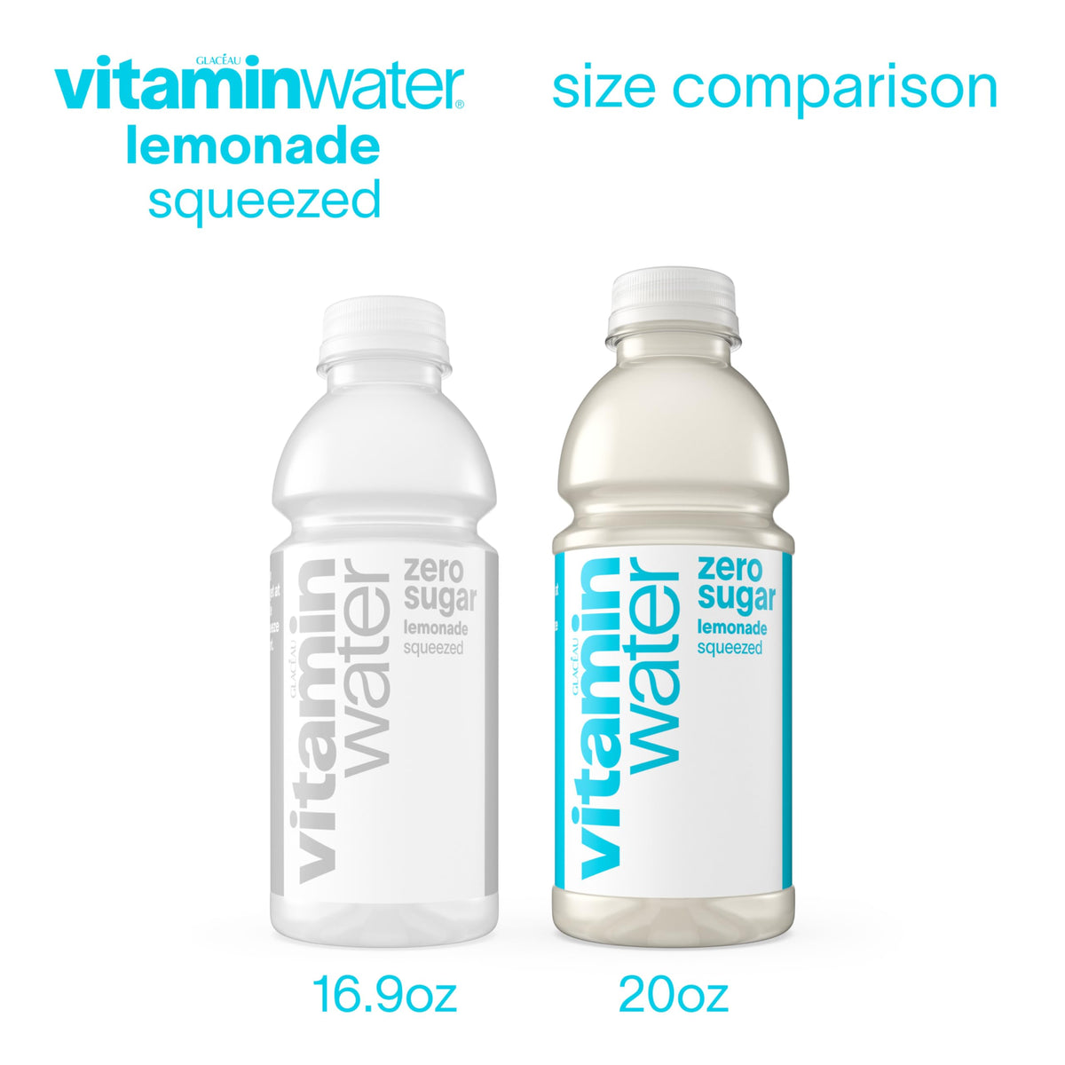 Vitaminwater Zero Sugar Squeezed Lemonade – Nutrient Enhanced Flavored Water, 20 fl oz Bottles, 12 Pack