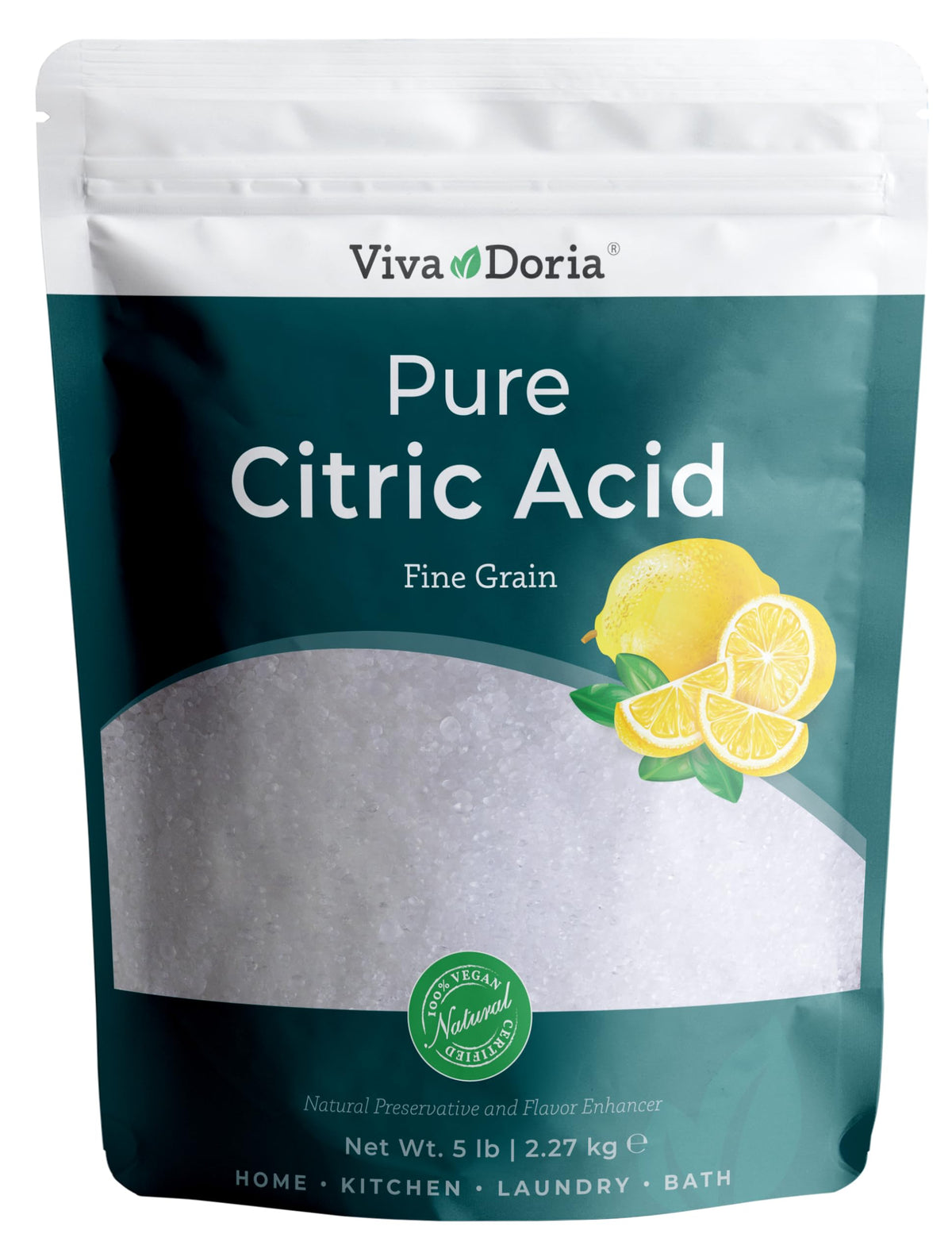 Viva Doria 100% Pure Citric Acid – Food Grade, Fine Grain, 5 lb