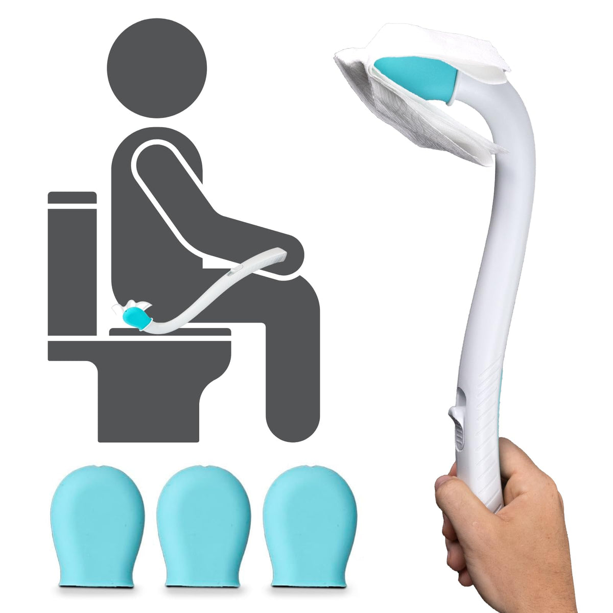 Vive Wiping Wand Toilet Aid - Bum Wipe Assist Tool for Toileting - 15" Long