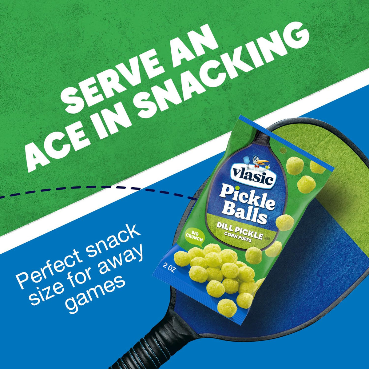 Vlasic Pickle Balls Dill Pickle Flavored Corn Puffs – 2 oz Bags, 12 Pack, Gluten-Free On-The-Go Snack