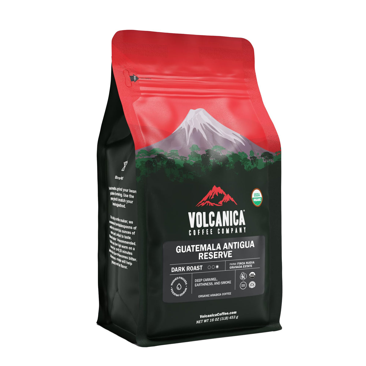 Volcanica Coffee Guatemala Antigua Dark Roast Reserve – Organic Ground, 16 oz, Kosher