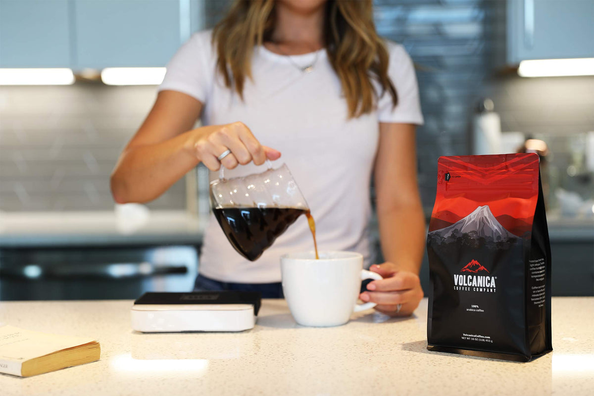 Volcanica Low Acid Decaf Coffee, Whole Bean – Medium Roast, Fresh Roasted, Kosher, 16 oz