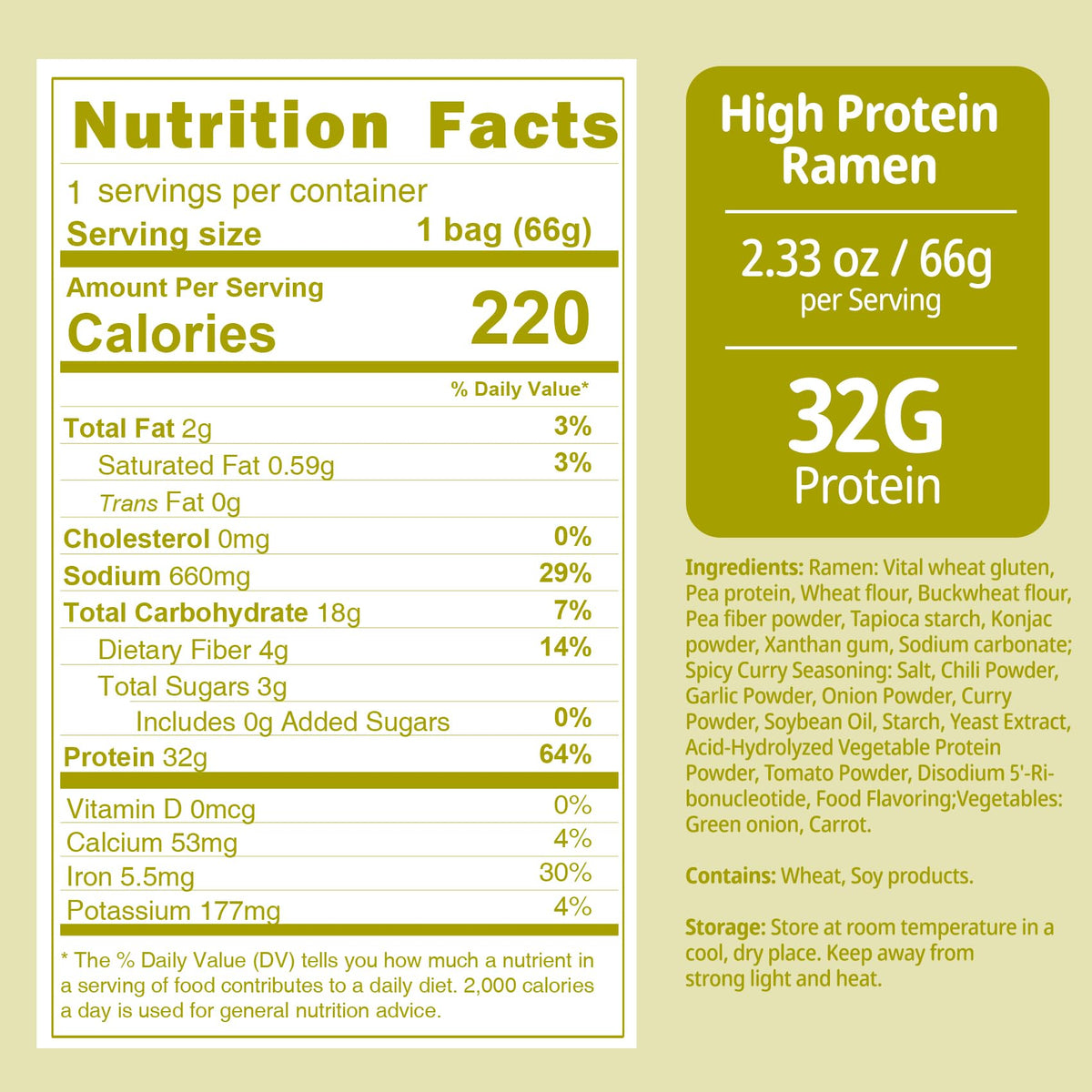 VOLO VERO High Protein Ramen Noodles – Spicy Curry (32g), 8 Pack, Vegan & Non-Fried