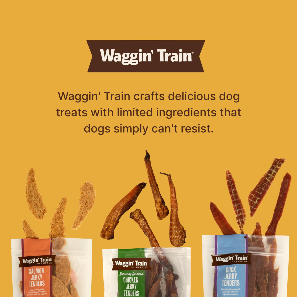 Waggin' Train Duck Jerky Tenders — 100% Real Duck Breast, 3-Ingredient, Grain-Free High-Protein Dog Treat, 36 oz Pouch