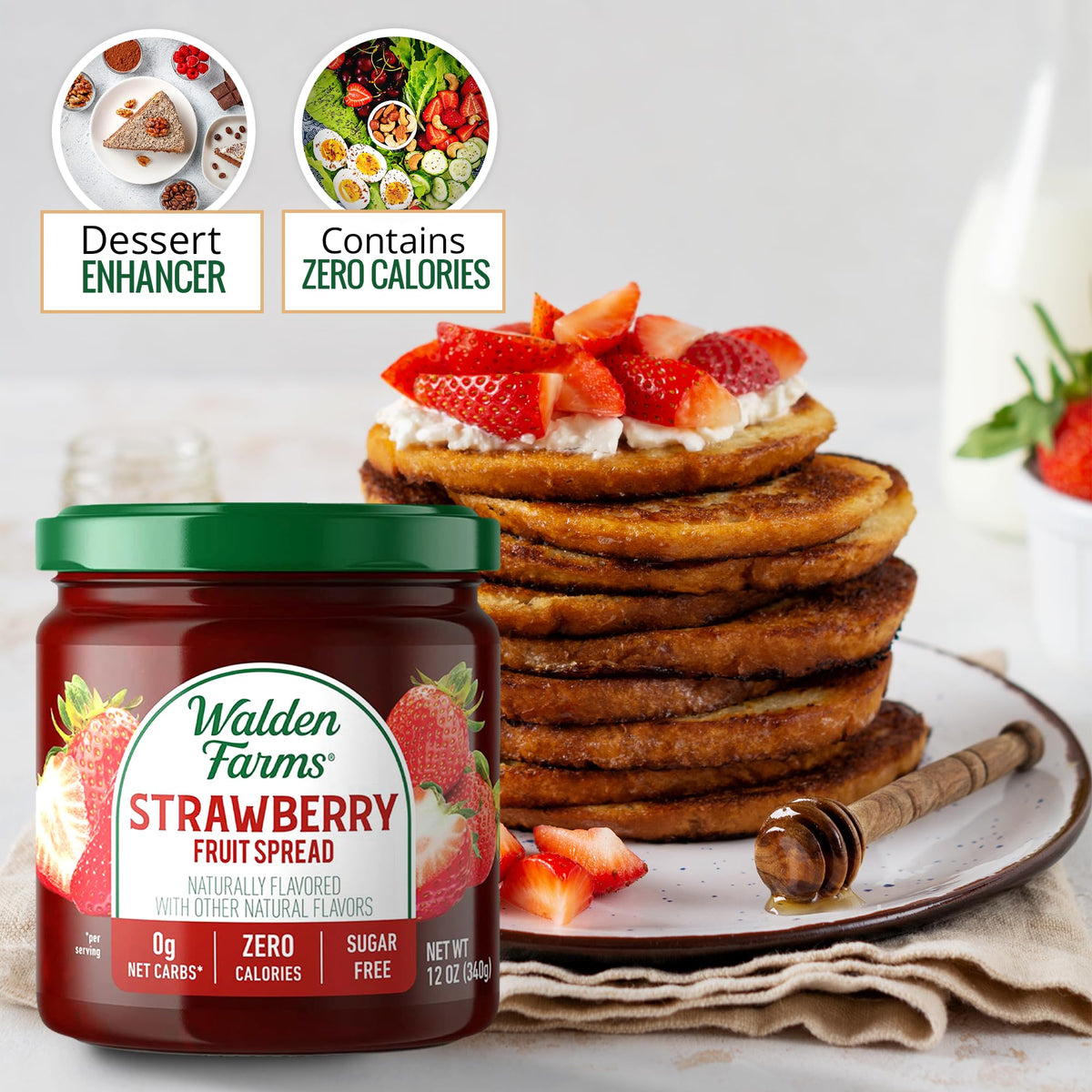 Walden Farms Fruit Spread Variety Pack – Zero Calorie, 0 Net Carbs, Keto-Friendly & Vegan (Blueberry, Raspberry & Strawberry, 3 x 12 oz)