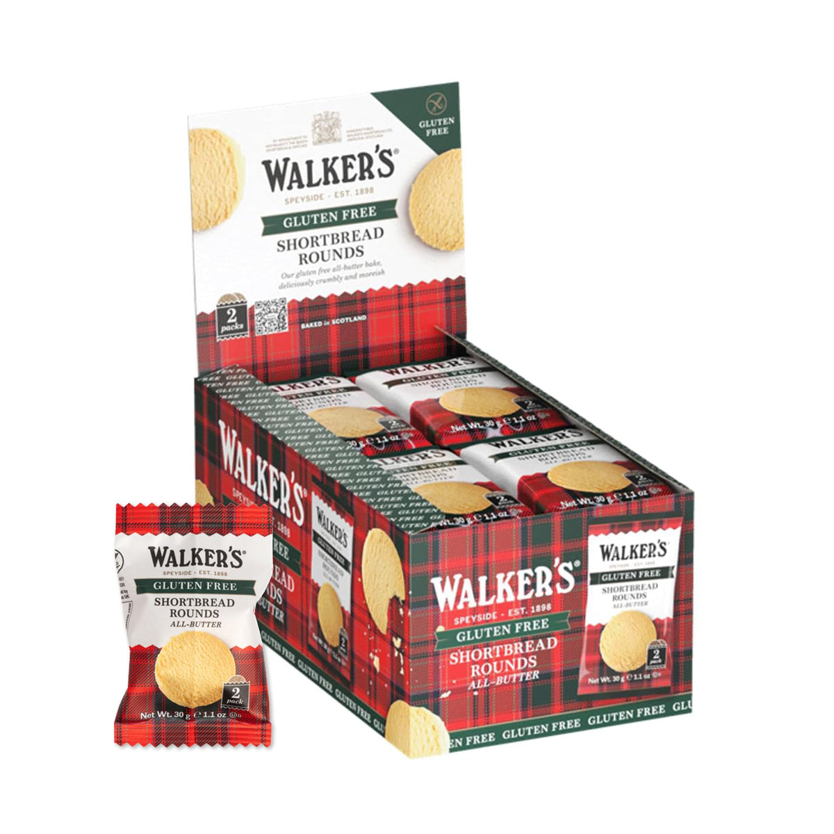Walker’s All-Butter Gluten Free Shortbread Rounds – 24 Pack, Individually Wrapped