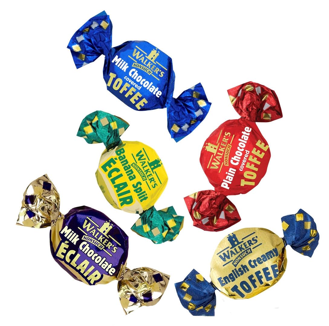Walkers' Nonsuch Assorted Toffees & Chocolate Eclairs – Traditional British Candy Gift Pack (1.25kg / 44.09 oz)